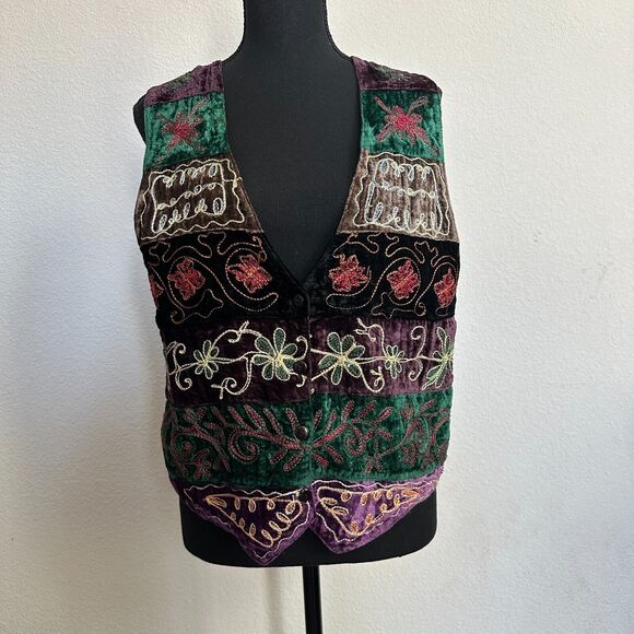 VTG Speed Limit Vest Women Medium Bohemian Embroidered Fairy Whimsy Forrest - Picture 1 of 8